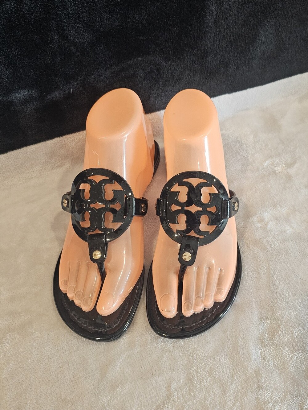 Tory Burch Black Patent Leather Miller Thongs Sandals-Sz 6-worn once